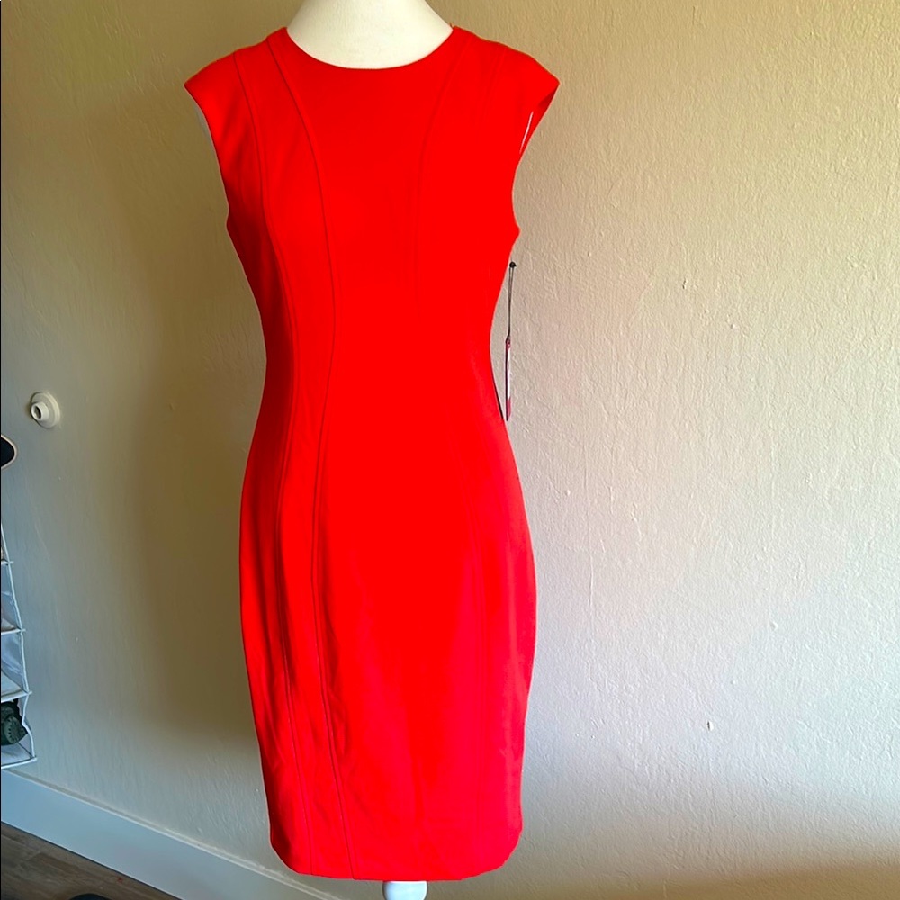Brand New Hot Coral Vince Camuto Darted Bodycon Dress, Size 6